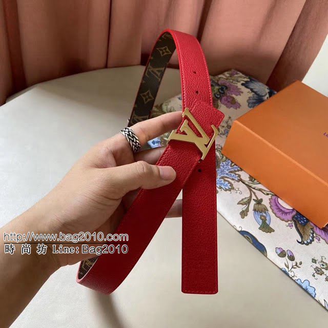 LV新款女士皮帶 路易威登Initiales雙面小牛皮腰帶  jjp1231